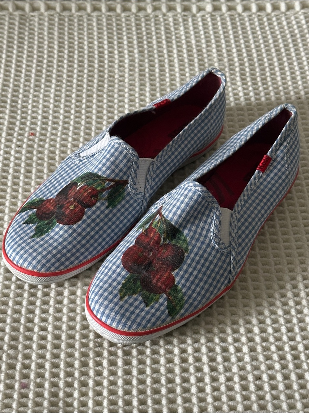 Keds Gingham Print Cherry Slip On Sneakers